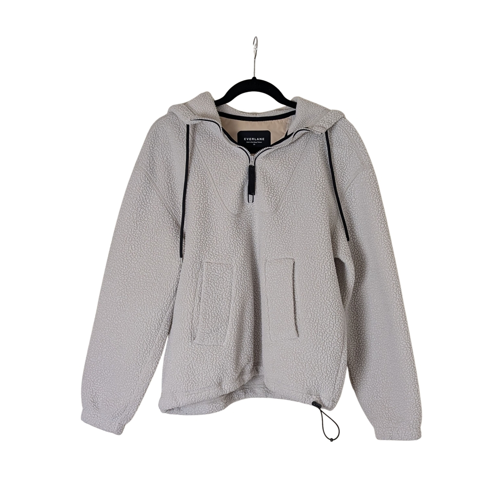 Everlane Cream Quarter-zip Sherpa Fleece Hoodie